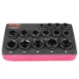 3/8" Drive Impact Socket Set, 15 Piece Ultra-Short Socket Set Metric 10-24mm, 6 Point Cr-Mo Alloy Steel for Auto Repair, Easy-to