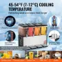 Commercial Beverage Dispenser, 4 Tanks 12 L Per Tank Juice Dispenser, 510W Stainless Steel Ice Tea Drink Machine with 45°F-54°F 