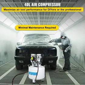 Vertical Air Compressor 8.8 Gallon Ultra Quiet Oil-free Air Compressor 40L Tank Silent Air Compressor 850W Oil free Compressor