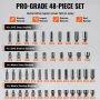 Impact Sockets Set 48pcs 6-punkt 1/4 "Drive Bit Ratchet Tool