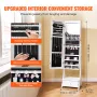 Mirror Jewelry Cabinet, Standing Mirror with Storage, Lockable Jewelry Mirror Organizer with Full Length Mirror, Velvet Lining, 
