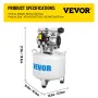 Vertical Air Compressor 8.8 Gallon Ultra Quiet Oil-free Air Compressor 40L Tank Silent Air Compressor 850W Oil free Compressor L