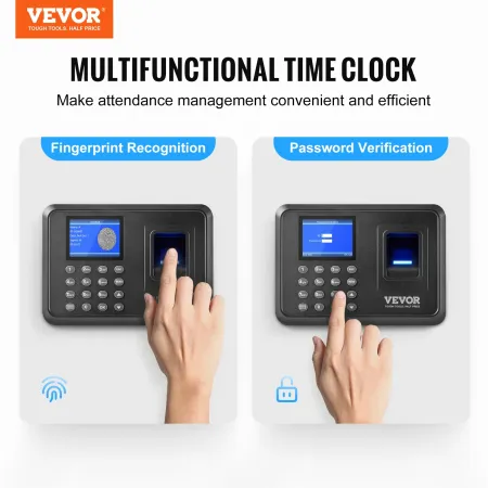 Time Clock, Employee Attendance Machine with Fingerprint, and PIN Punching in One, Standalone Biometric Time Clock in Machine fo