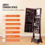 Mirror Jewelry Cabinet, Standing Mirror with Storage, Lockable Jewelry Mirror Organizer with Full Length Mirror, Velvet Lining, 