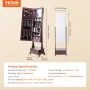 Mirror Jewelry Cabinet, Standing Mirror with Storage, Lockable Jewelry Mirror Organizer with Full Length Mirror, Velvet Lining, 