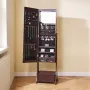 Mirror Jewelry Cabinet, Standing Mirror with Storage, Lockable Jewelry Mirror Organizer with Full Length Mirror, Velvet Lining, 