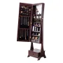 Mirror Jewelry Cabinet, Standing Mirror with Storage, Lockable Jewelry Mirror Organizer with Full Length Mirror, Velvet Lining, 