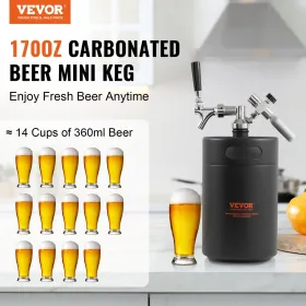 Pressuriseret Growler Mini Beer Keg Draft Beer Growler Home 170 oz 5L sort