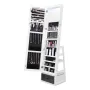 Mirror Jewelry Cabinet, 360° Swivel Standing Mirror with Storage, Lockable Jewelry Mirror Organizer with Full Length Mirror, Vel