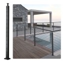 Cable Railing Post 42x1x2in L-Shaped Hole Corner Railing Post Black 1Pc