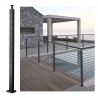 Cable Railing Post 42x1x2in L-Shaped Hole Corner Railing Post Black 1Pc