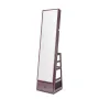 Mirror Jewelry Cabinet, 360° Swivel Standing Mirror with Storage, Lockable Jewelry Mirror Organizer with Full Length Mirror, Vel