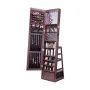 Mirror Jewelry Cabinet, 360° Swivel Standing Mirror with Storage, Lockable Jewelry Mirror Organizer with Full Length Mirror, Vel