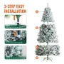 Christmas Tree, 7.5ft Prelit Flocked Artificial Tree, Full Holiday Xmas Tree with 550 White LED Lights, 1346 Branch Tips, Metal 