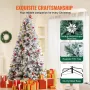 Christmas Tree, 7.5ft Prelit Flocked Artificial Tree, Full Holiday Xmas Tree with 550 White LED Lights, 1346 Branch Tips, Metal 