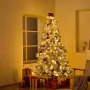 Christmas Tree, 7.5ft Prelit Flocked Artificial Tree, Full Holiday Xmas Tree with 550 White LED Lights, 1346 Branch Tips, Metal 
