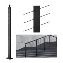 Cable Railing Post 42x1x2in 30Â° Angled Hole Stair Railing Post Black 1Pc