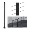 Cable Railing Post 42x1x2in 30Â° Angled Hole Stair Railing Post Black 1Pc