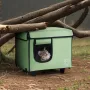 Forhøjet opvarmet kattehus cuboid kitty husly med opvarmet pude