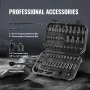 1/4" Drive Impact Socket Set, 55 Piece Deep & Shallow Socket Set SAE 5/32"-9/16" and Metric 4-15mm, 6 Point CR-V Alloy Steel for