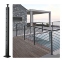Cable Railing Post 36x1x2in L-Shaped Hole Corner Railing Post Black 1Pc