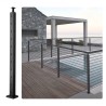 Cable Railing Post 36x1x2in L-Shaped Hole Corner Railing Post Black 1Pc