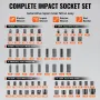 Impact Sockets Set 130 stk 6-punkt 3/8 "& 1/2" Drive Bit