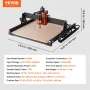 CNC Router Machine, 400x400x60mm arbejdsområde, 300W