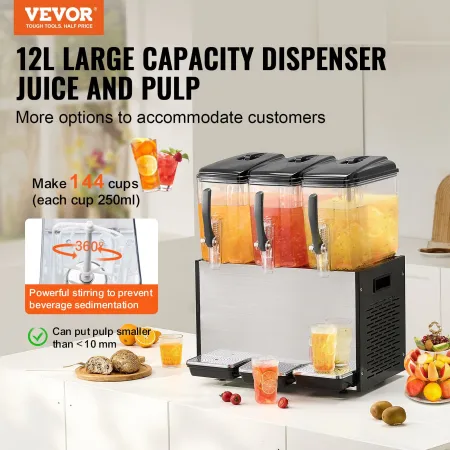 Kommerciel drik dispenser 12L x 3 tanke Kold juice isdrik