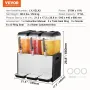 Commercial Beverage Dispenser, 3 Tanks 12 L Per Tank Juice Dispenser, 370W Stainless Steel Ice Tea Drink Machine with 45°F-54°F 