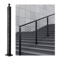 Cable Railing Post 36x2x2in 30Â° Angled Hole Stair Railing Post Black 1Pc