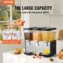 Commercial Beverage Dispenser, 3 Tanks 18 L Per Tank Juice Dispenser, 512W Stainless Steel Ice Tea Drink Machine with 45°F-54°F 