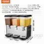 Commercial Beverage Dispenser, 3 Tanks 18 L Per Tank Juice Dispenser, 512W Stainless Steel Ice Tea Drink Machine with 45°F-54°F 