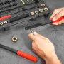 49-Piece Thread Chaser Set, UNC UNF and Metric Thread Restorer Tool, Rethreading Tool Kit with 22 Taps 24 Dies 3 Thread Files St
