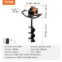 Post Hole Digger Gas Powered, 43CC 1250W Earth Auger, Gas Auger with 8” Auger Drill Action Design Bits, Post Fence Hole Digger f