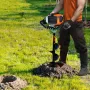 Benzindrevet pæleboremaskine 43CC 1250W med 8" borehoveder til