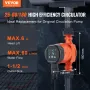 LPS25-6BP-180 Hot Water Recirculating Pump, 220V, 45W 60 L/min High Efficiency Circulator Pump, EMC Automatic Water Circulation 