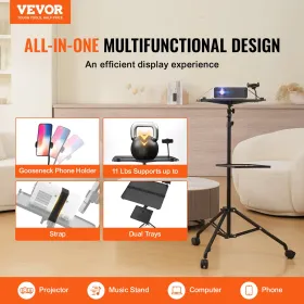 Projector Stand with Wheels Laptop Stand Tripod Height from 31.3 to 67.3"