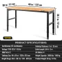 Justerbar højde Arbejdsbænk 48 "L X 20" W Work Bench Table med