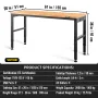 Justerbar højde Arbejdsbænk 61 "L X 20" W Work Bench Table med