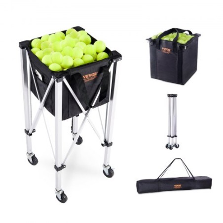 Tennis Ball Hopper Basket Teaching Tennis Ball Cart with Wheels 180 Balls