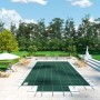 Pool Safety Cover Fits 20x40ft Rectangle Inground Pools, Safety Pool Cover with 4x10ft Center End Step, Mesh Solid Pool Cover