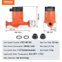 LPS25-4BP-180 Hot Water Recirculating Pump, 220V, 22W 50 L/min High Efficiency Circulator Pump, EMC Automatic Water Circulation 