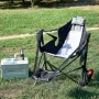 Reclining Camping Chair, 300 lbs Load Camping Hammock Chair, Rocking Lounge Folding Chair with Footrest, Storage Bag, Headrest &