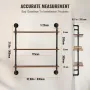 Industrial Pipe Shelf, 3 Tier 32x7.87in, Wall-Mount Floating Rustic Wood Shelves Bracket Display Bookshelf, Storage Rack Sundrie