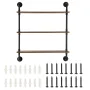 Industrial Pipe Shelf, 3 Tier 32x7.87in, Wall-Mount Floating Rustic Wood Shelves Bracket Display Bookshelf, Storage Rack Sundrie