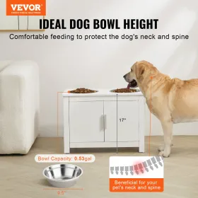 Pet Feeding Station with 2 Stainless Steel Bowls, Elevated Dog Bowls with Storage, Dog Food Storage and Feeder Station with Stor