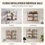 Industrial Pipe Shelf, 3 Tier 41.5x9.84in, Wall-Mount Floating Rustic Wood Shelves Bracket Display Bookshelf, Storage Rack Sundr