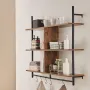 Industrial Pipe Shelf, 3 Tier 41.5x9.84in, Wall-Mount Floating Rustic Wood Shelves Bracket Display Bookshelf, Storage Rack Sundr