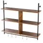Industrial Pipe Shelf, 3 Tier 41.5x9.84in, Wall-Mount Floating Rustic Wood Shelves Bracket Display Bookshelf, Storage Rack Sundr